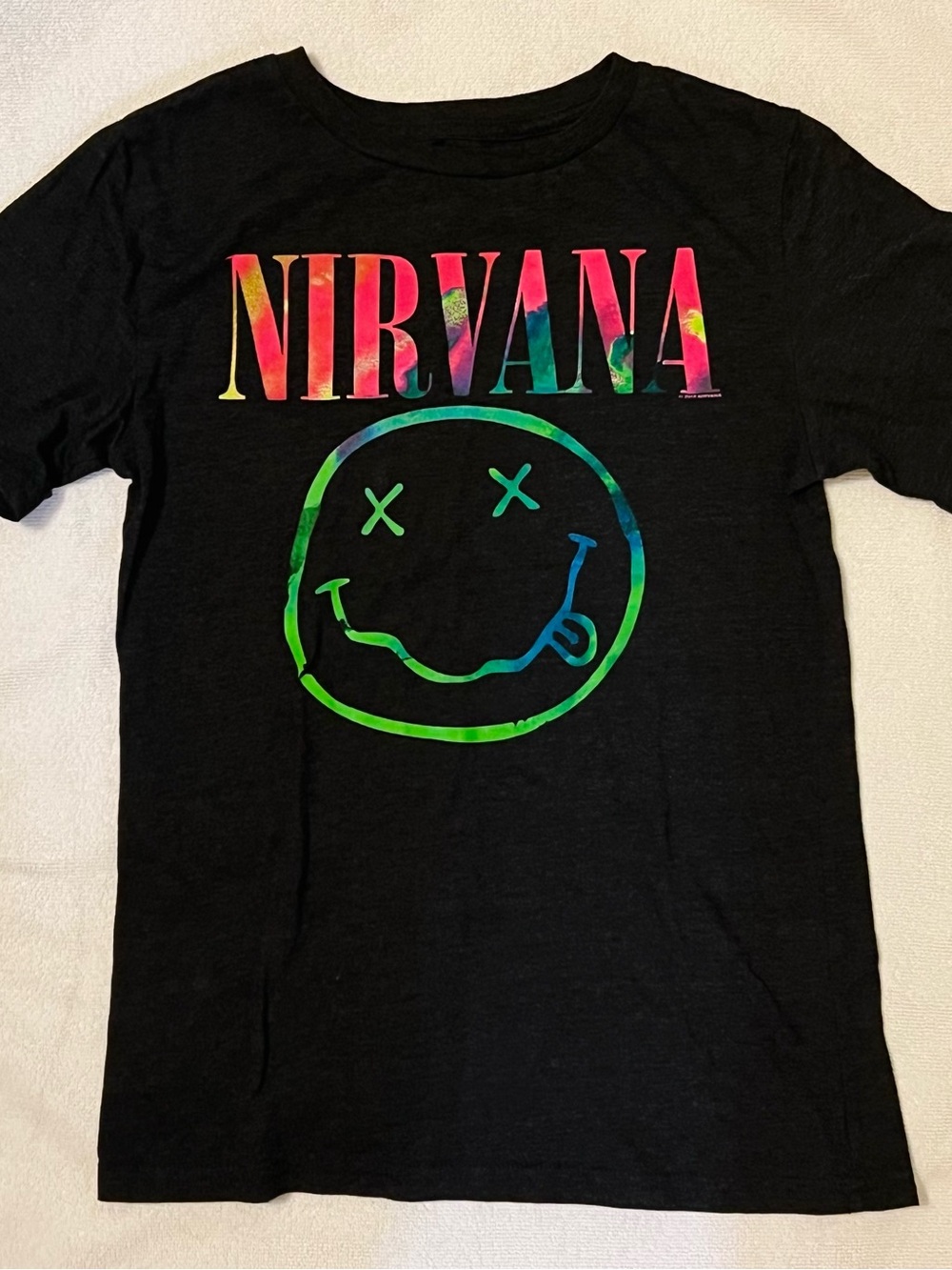 NIRVANA Unisex Tee with Rainbow Tie-Dye Logo